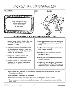 november newsletter ideas printable classroom management teacher