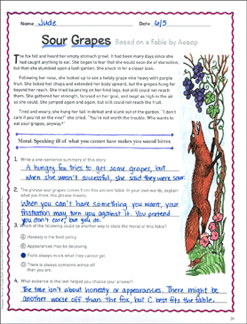 story of hungry fox and grapes