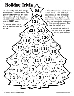 Christmas Holiday Trivia Game | Printable Games, Puzzles and Skills Sheets