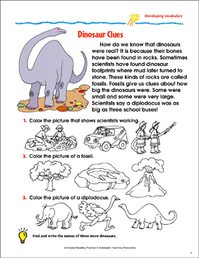 Dinosaur Clues: Reading Passage and Activity - Developing ...