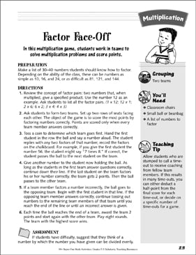 Element Encounter-Off (personnel sport for aspects): Multiplication graphic regarding Factor Game Printable called Variable Experience-Off (staff video game for issues): Multiplication