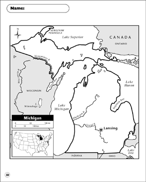 Michigan Map Printable Maps and Expertise Sheets image relating to Printable Maps of Michigan titled Michigan Map Printable Maps and Techniques Sheets