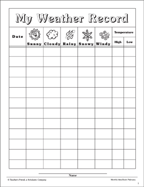 Weather Record Chart | Printable Charts, Signs and Skills Sheets