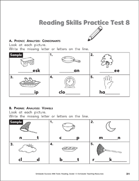 test reading practice skills sheets grade printable worksheet tests prep scholastic books papers teachables