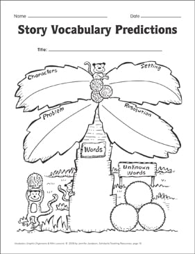 story vocabulary predictions printable graphic organizers lesson