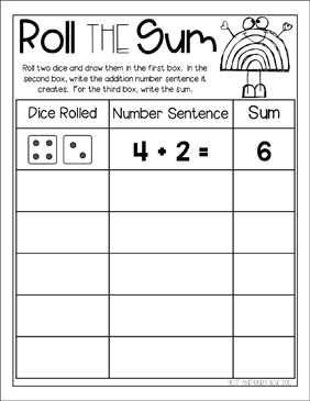 Roll the Sum: Roll-the-Dice Math | Printable Skills Sheets