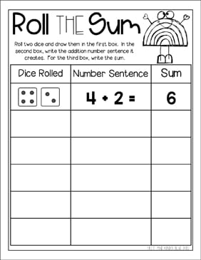 Roll the Sum: Roll-the-Dice Math | Printable Skills Sheets