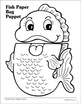 Fish Paper Bag Puppet Template