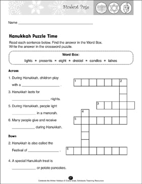 hanukkah crossword puzzle printable puzzles worksheet games teachables scholastic