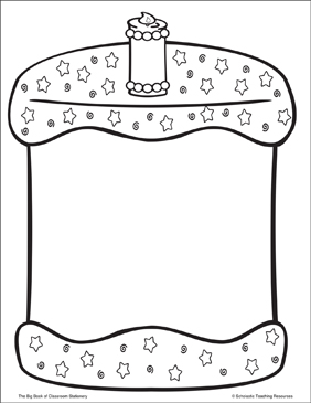 Birthday Cake Stationery With Or Without Lines