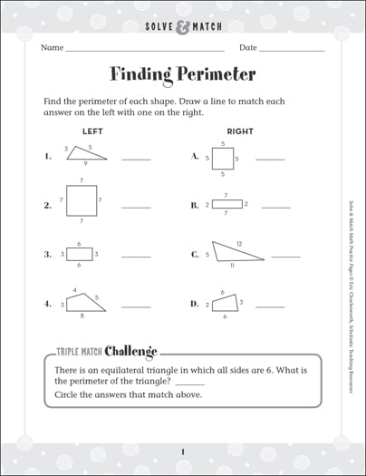measurementfinding perimeter solve match math grades measurementfinding perimeter solve match math grades practice page