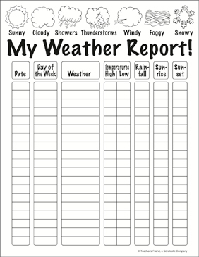 My Weather Report | Printable Skills Sheets