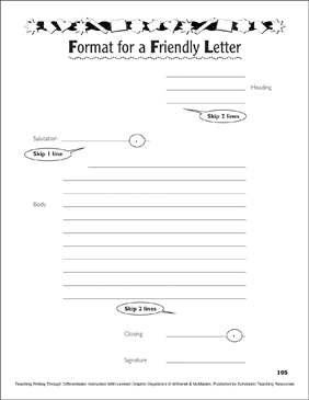 Graphic Organizer Format For A Friendly Letter Printable Skills