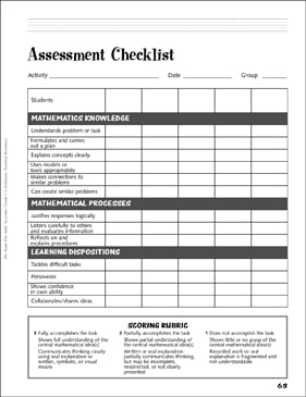 Assessment Checklist and Scoring Rubric: Assessing Student Math