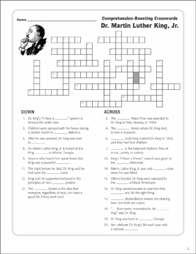 Dr. Martin Luther King, Jr.: Text & Crossword Puzzle | Printable