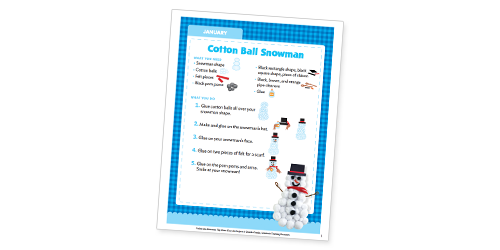 Cotton Ball Snowman Art Project