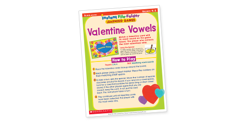 Valentine Vowels: File-Folder Game