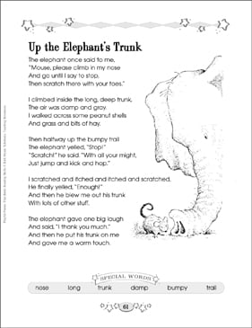 Elephant Poem - ESL worksheet by sianwilliams7@live.co.uk