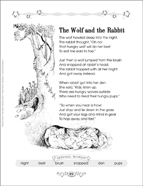 The Wolf and the Rabbit: Building Reading Skills With Poetry | Printable  Lesson Plans and Ideas, Skills Sheets