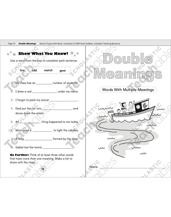 Practice Double Meanings Worksheet - Learning Worksheet With Check