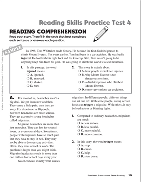 Reading Skills Practice Test 4 Grade 4