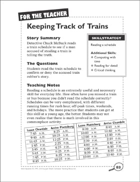 Math Mystery: Keeping Track of Trains (Reading a Schedule ...
