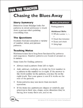 Math Mystery Chasing The Blues Away Finding Patterns Printable Skills Sheets Texts