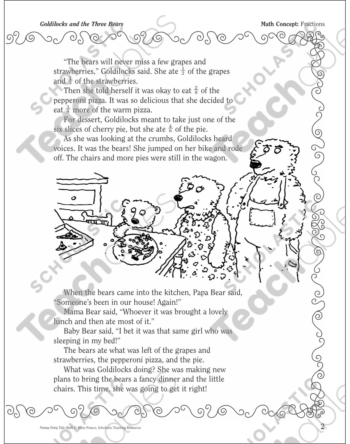 Goldilocks and The Three Bears (Fractions): A Funny Fairy Tale Math  Activity | Printable Texts, Skills Sheets