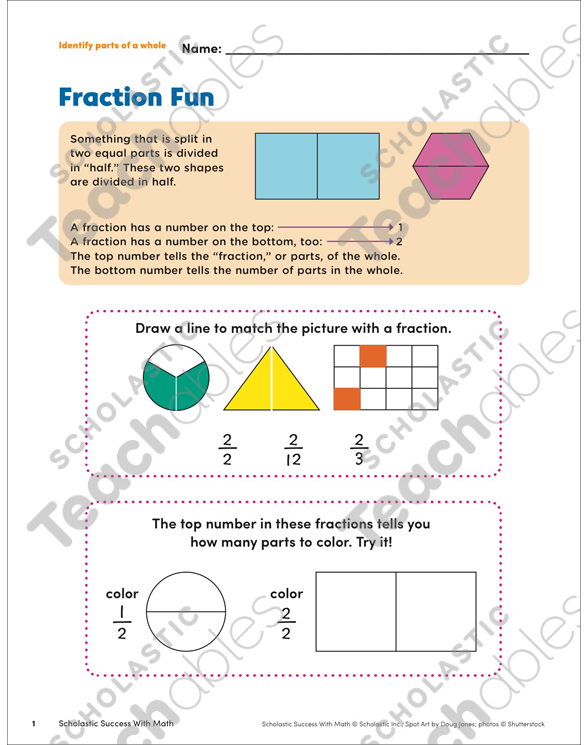 Fraction Fun (Identify Parts of a Whole) | Printable Skills Sheets