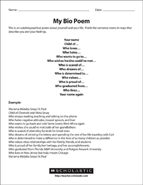 poem about yourself template