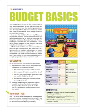 Budget Basics | Printable Skills Sheets