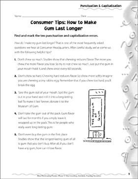 Consumer Tips (Punctuation): Proofreading Practice ...