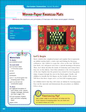 Woven Paper Kwanzaa Mats Social Studies Art Activity Printable Craftivities