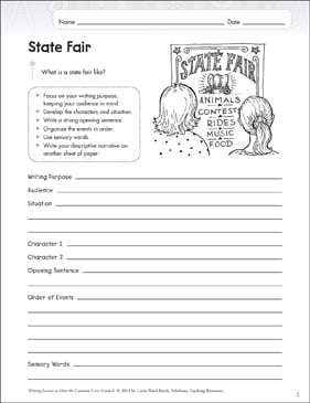 state fair narrative writing lesson printable assessment tools checklists