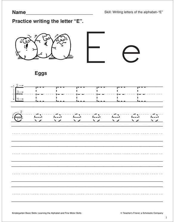 Letter E (Letter Formation Practice): Kindergarten Basic Skills ...