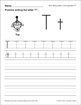 Letter T (Letter Formation Practice): Kindergarten Basic Skills ...