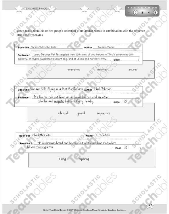 Synonym Strips Better Than Book Reports Printable Book Reports