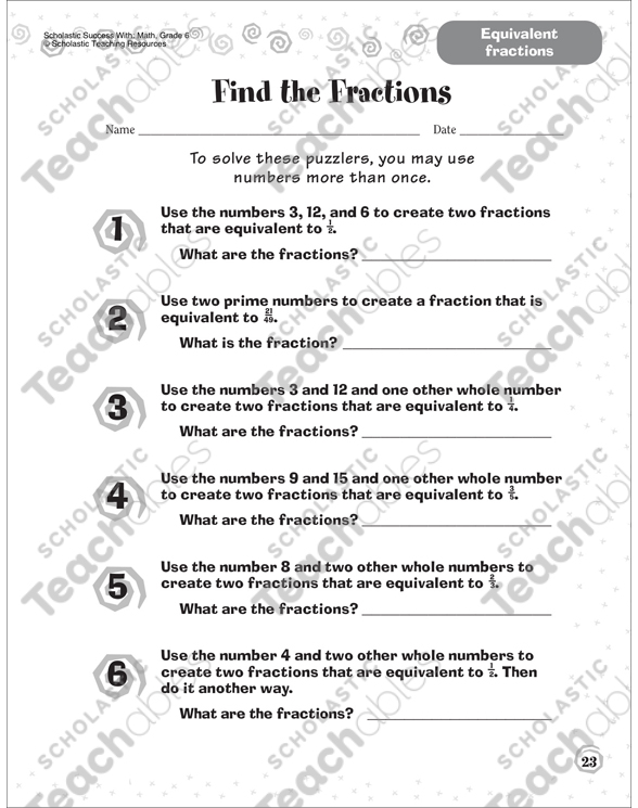 Find the Fractions (Equivalent Fractions) | Printable Skills ...
