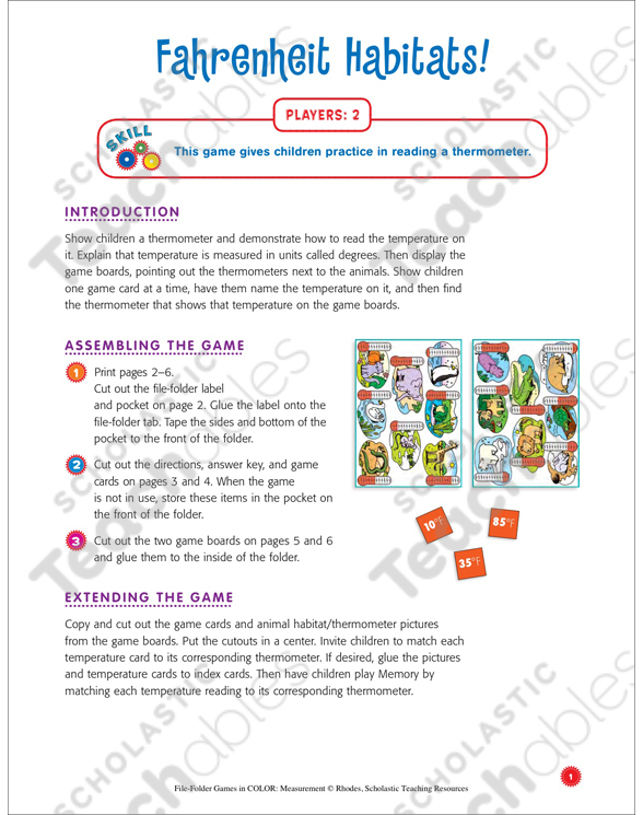 File-Folder Measurement Game: Fahrenheit Habitats ...