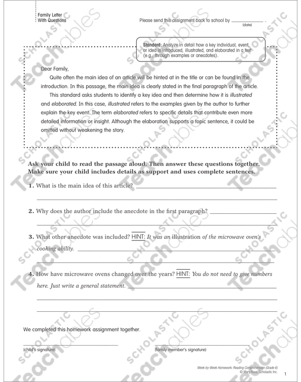 The Microwave Oven Reading Homework Printable Texts And Skills Sheets See Inside Image