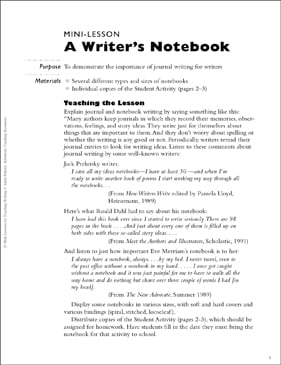 A Writer’s Notebook: Mini-Lesson