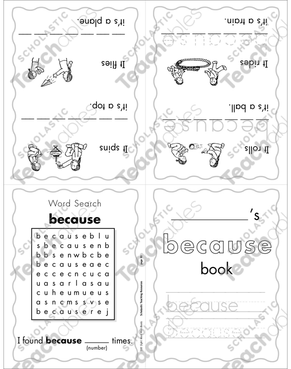 The Sight Word “because” (Level 4) | Printable Mini-Books