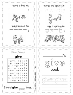 The Sight Word “give” (Level 4) | Printable Mini-Books