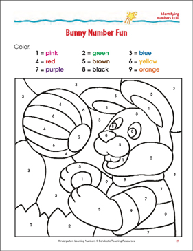 bunny number fun numbers 1 10 color printable skills sheets