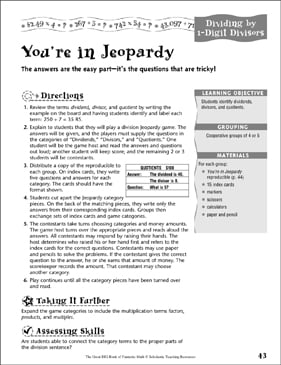 You're in Jeopardy (Dividing by 1-Digit Divisors ...