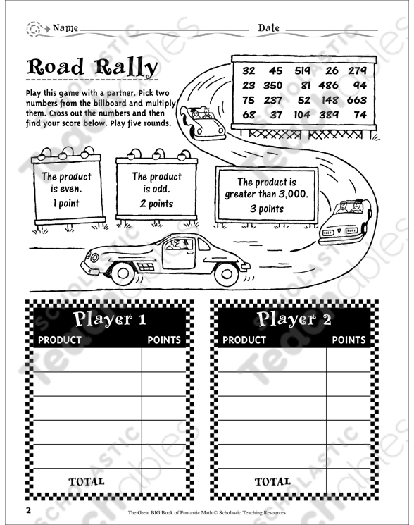 Road Rally Multi-Player - Free Online Multiplication Math Game