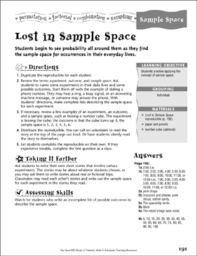 Lost In Sample Space Sample Space Printable Lesson Plans Ideas And Skills Sheets
