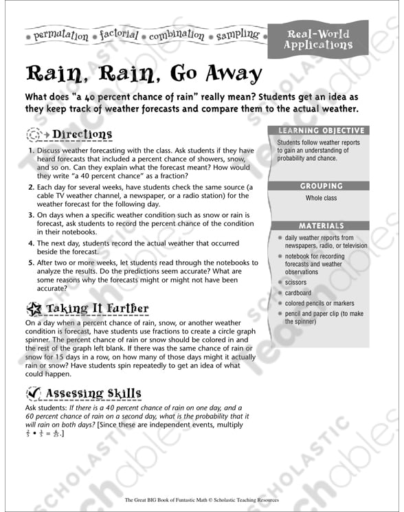 Rain, Rain, Go Away (Real-World Applications) | Printable ...