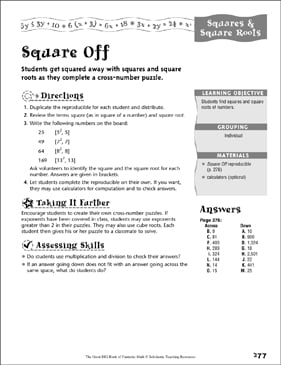 Square Off (Squares & Square Roots) | Printable Number ...