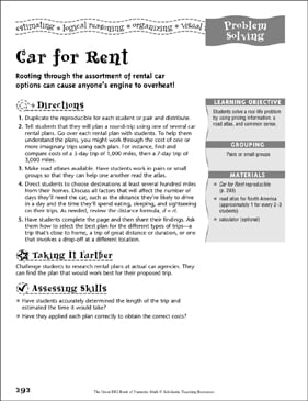 Car for Rent (Problem Solving) | Printable Lesson Plans and ...